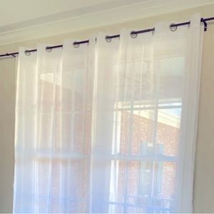 NWT ATI Home Penny Sheer Pair Grommets Top White Curtains Size 50”x 96”
